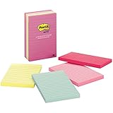 Post-it(R) Notes, 4 in x 6 in, Marseille Collection, Lined, 5 Pads/Pack, 100 Sheets/Pad (660-5PK-AST)