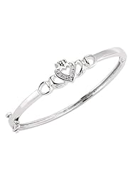 Childrens Sterling Silver CZ Claddagh Bangle - S00288 - Diameter 45mm - Setting 24mm x 9mm