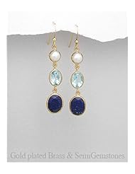Fresh Water Pearls Earrings In Brass