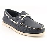 SPERRY Top-Sider Authentic Originals Mens Leather Boat Shoes Black/Amaretto WIDE WIDTH