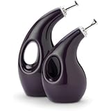 Rachael Ray Stoneware EVOO Oil and Vinegar Dispensing Bottle Set, 2-Piece, Purple