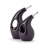 Rachael Ray Stoneware 2-Piece EVOO Oil and Vinegar Bottle Set, Purple