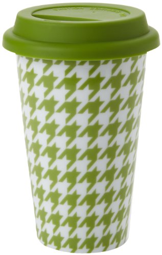 Yedi Houseware Classic Coffee and Tea 11-Ounce Houndstooth Mug, Green