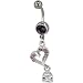Pugster Purple Crystal Heart Envelope Birthstones Gem Belly Button Ring Navel Piercing Bar Body Jewelry