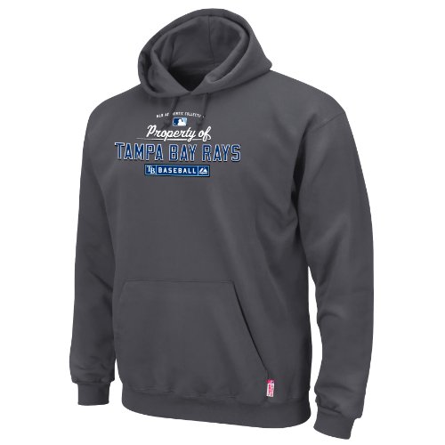 MLB Men's Tampa Bay Rays Property Of Long Sleeve Hooded Fleece Pullover (Pro Granite, Medium)