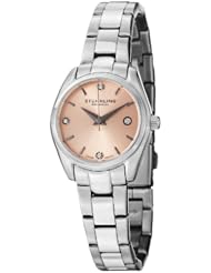 Stuhrling Original Womens 414L.02 Classic Ascot Prime Stainless Steel Bracelet Watch with Pink Dial and Swarovski Crystals