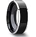 King Will CLASSIC 8mm Black Tungsten Carbide Ring Two Tone Men Wedding Band High Polished Comfort Fit