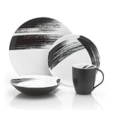 Mikasa Brushstroke 4-Piece Dinnerware Set Service for 1, White by Mikasa