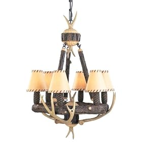 Great Lodge Six light Chandelier, SMALL, FAUX LEATHER by Home Decorators Collection