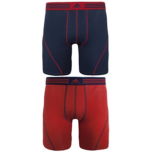 adidas Men's Athletic Stretch Midway Underwear (2-Pack), Urban Sky Grey/Vivid Red, Small