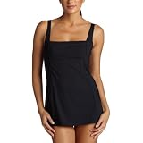 Calvin Klein Women's Pleat Front Swim Dress,Black,12
