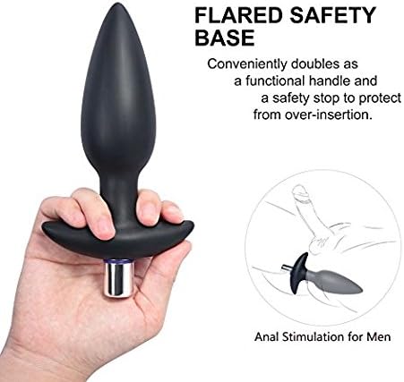 LIBO Anal Pleasure Butt Plug Vibrating Vibrator 10 Mode Bulbs Probe Funny Toy Adult Romance Games (Black)