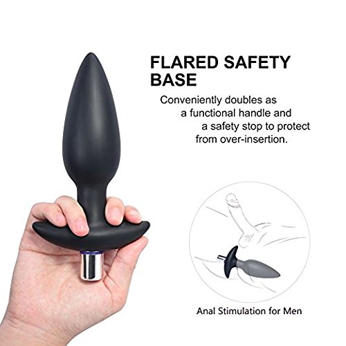 LIBO Anal Pleasure Butt Plug Vibrating Vibrator 10 Mode Bulbs Probe Funny Toy Adult Romance Games (Black)