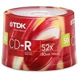 TDK CD-R80CB50 700 MB/80-Minute 48x Data CD-R (50-Pack Spindle)