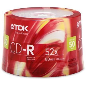 TDK CD-R80CB50 CD-R Data, 80 Minute, 700 MB, 52x (50-Pack Spindle)
