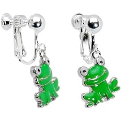 Smiling Frog Clip On Earrings