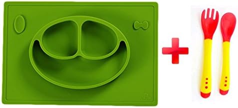 MadisonRose Silicone Placemat with Built-In Plate for Babies, Toddlers and Kids, Suctions to Table, Green