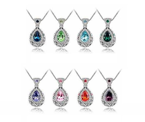KATGI Fashion Austrian Crystal Angel Teardrop Pendant Necklace