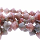 Autumn Jasper : Diamond-Shaped-Plain - 10mm Height, 8mm Width, Sold by: 16 Inch Strand with Angel Mountain Beads Heart Charm (.625 x .570 inches)
