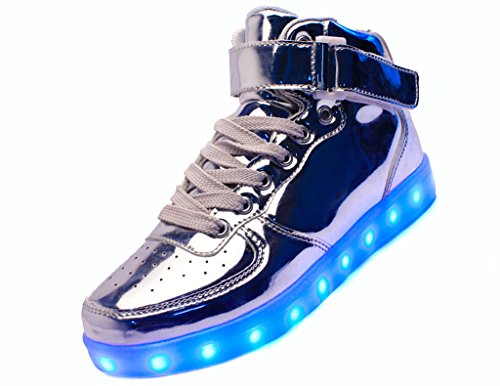 JustCreat Women Men High Top USB Charging LED Shoes Flashing Sneakers