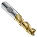 Niagara Cutter RHC752 Cobalt Steel End Mill, High Helix Rougher For Aluminum, TiN Coated, 3 Flutes, Chamfer End