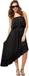Plus Size Rayon  Asymmetric  Dress With Ruffles