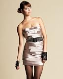 41tKPDgrkdL. SL160  Strapless Belted Silky Collage Dress   OYSTER (M) Reviews