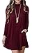 POGT Women's Sexy Long Sleeve Knitted Casual A-Line Sweater Dress with Pockets