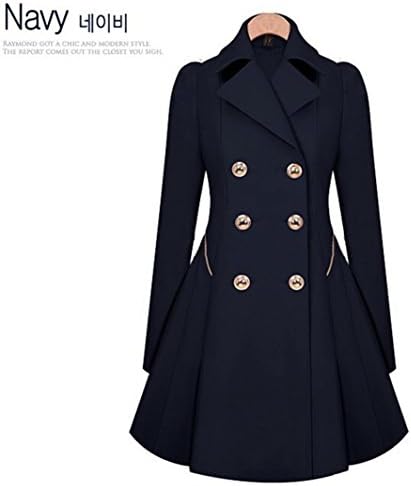 Ulike2 HOT Sale Women's Winter Autumn Slim Thin Coat Lapel Windbreaker Jacket Outwear (XL, Cyan ink)