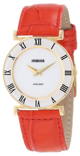 Jowissa Women's J2.031.M Roma Colori 30 mm Gold PVD Red Leather Roman Numeral Watch