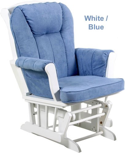 Baby: Stork Craft Sleigh Glider in White With Blue Cushion