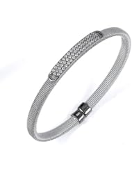 Sterling Silver - Silver Cubic Zirconium Bangle