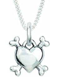 Rockin Doggie Sterling Silver Necklace, Heart/Bones