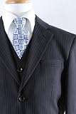 Abini Two Button Navy Pinstripe 5 Pcs Boy Dress Suit Set Size From Baby to Teen