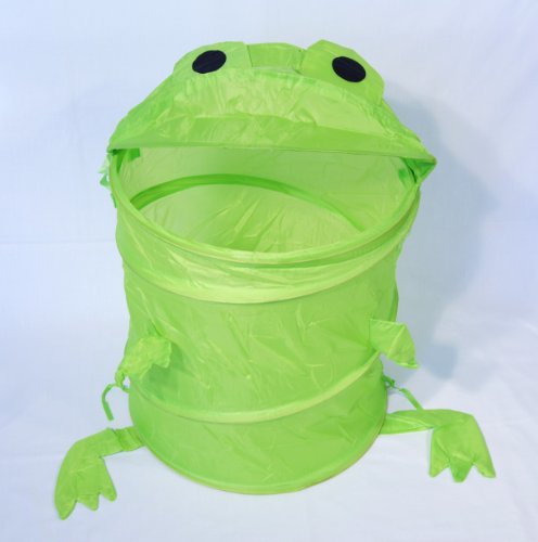 Foldable Laundry Barrel with Lid Green Frog