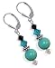 Enchanting Turquoise Swarovski Crystal Sterling Silver Leverback 1.5
