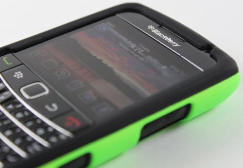 Unwired Accessories Premium Two in One (2 in 1) Silicone Skin with Rubberized Hard Snap On Cover Combo Case for Blackberry Bold 2 9700 Onyx 2 9780 (Green and Black)