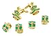 Yellow gold plated and enamel Christmas tree and gifts cufflinks and shirt studs formal set with presentation box. Made in the U.S.A