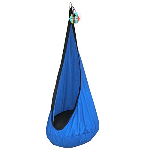 Pellor Children Hammock Swing Hanging Seat Gamming Chair with Screws And Lifting Rope (Darkblue/Black)