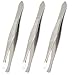 Luxxii (3 Pack) Flat Tweezers - Stainless Steel Flat Tweezers Hair Plucker for Hair and Eyebrows Personal Care (C_FLAT)