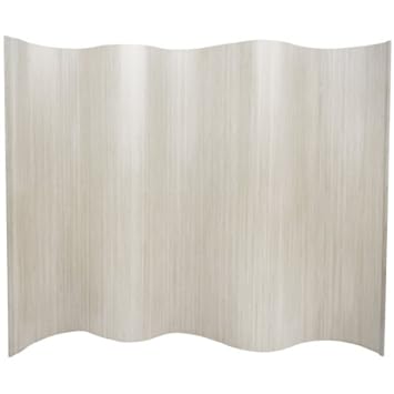 Oriental Furniture 6-Feet Tall Bamboo Wave Screen, White
