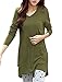 Allegra K Women's V Neck Pocket Side Slit Long Sleeves Tops Tunics Green XL US 18