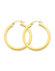 3mm, 14K Yellow Gold Square Tube Hoop Earrings, 35mm (1 3/8")