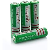 TangsFire&reg; 4pcs 18650 3600mAh 3.7V Protected Li-ion Rechargeable Battery and 2Pcs 18650 battery case (Green)