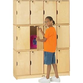 Jonti-Craft 4697TK ThriftyKYDZ Triple Stack Lockable Lockers, Natural Birch