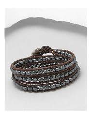 Leather Hematite Bracelet In Sterling Silver