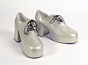 Bristol Novelty Platform Mens Silver Shoes Costume Accessories Men's Large