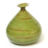 IMAGE OF Handmade Ceramic Spun-Bamboo-Style Bulb Design Flower Vase In High Gloss Green