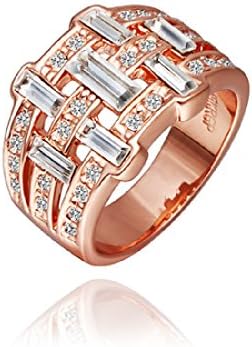 CY-Buity Rose Gold Plated Ring Shining Exquisite White Swarovski Elements Finger Ring Bague Size 8