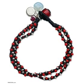 Blue chalcedony bracelet, 'Threefold Peace' by Chalcedony Bracelets